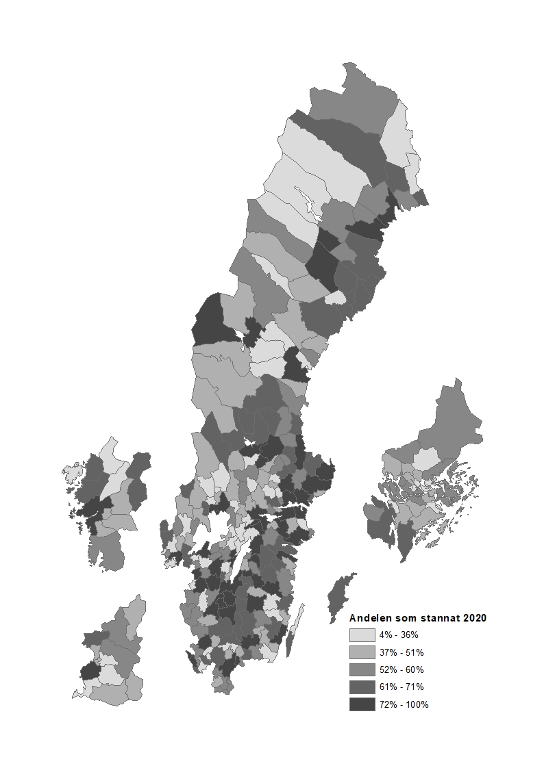 Andelen som stannat