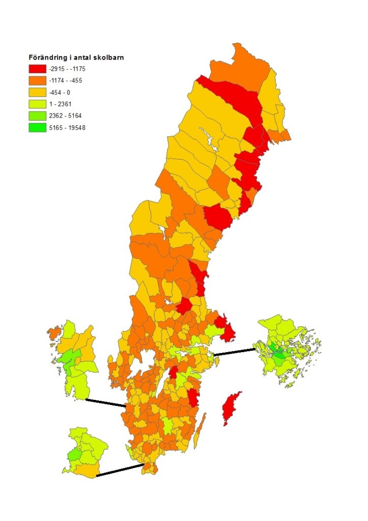 Förändring antal skolbarn