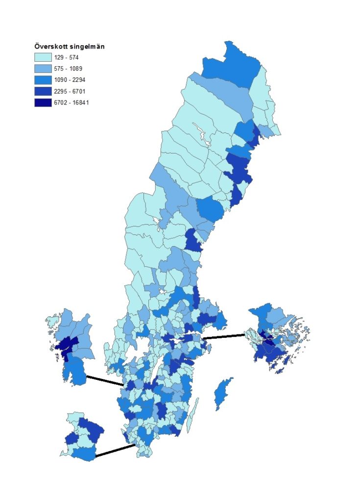 Överskott singelmän