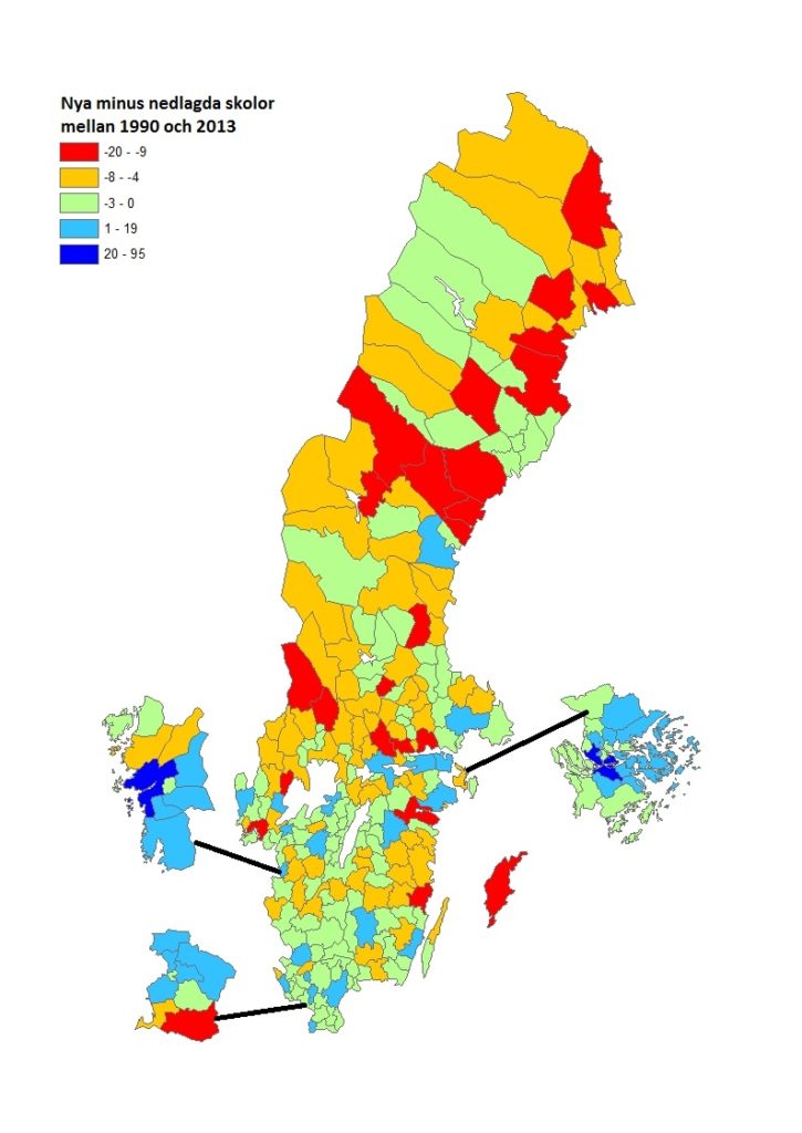 Nya minus nedlagda skolor