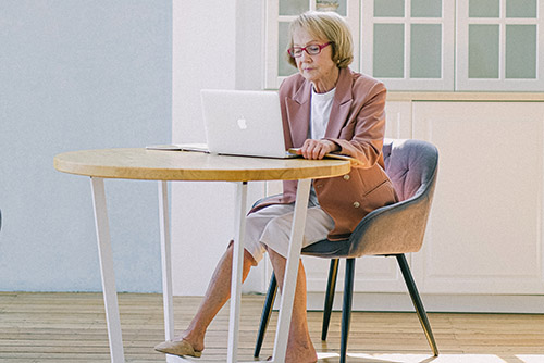 Old woman at a computer