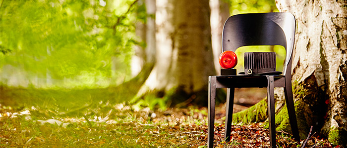 Doctoral hat on a chair in the woods