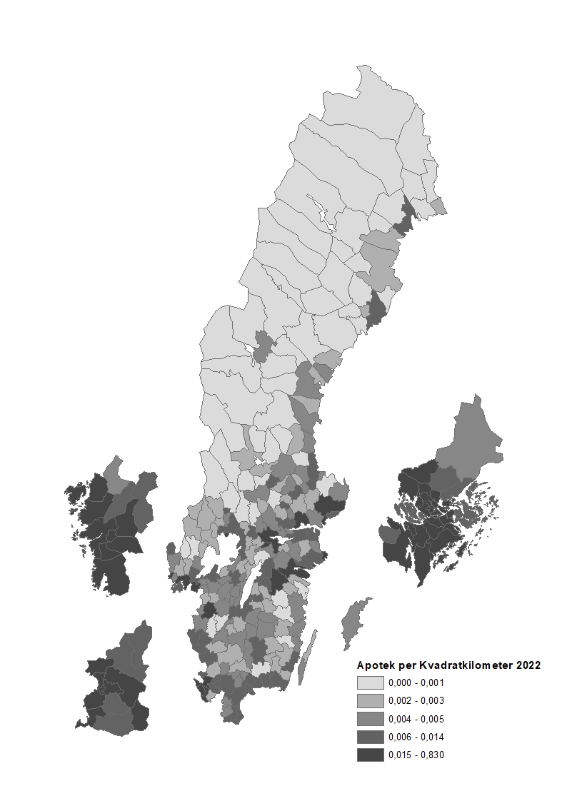 Apotek per kvadratkilometer 2022