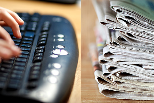 Keyboard and newspapers