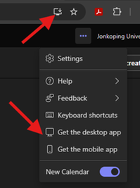 Skärmdump av Teams Online med bild på nerladdningsknappen