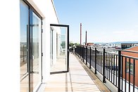 Student housing exterior, balcony and view of Jönköping